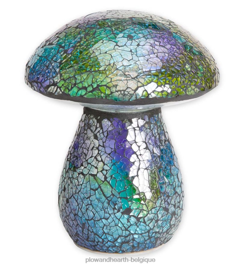 60H08261 Plow & Hearth ornement de pelouse de champignon en mosaïque de verre - violet cour et jardin