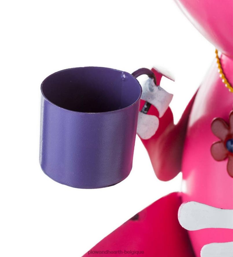 60H08268 Plow & Hearth art de jardin de grenouille de thé en métal recyclé cour et jardin