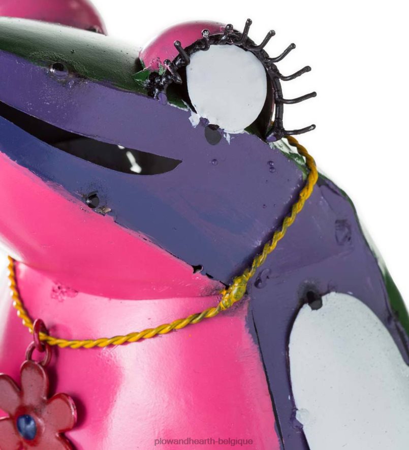 60H08268 Plow & Hearth art de jardin de grenouille de thé en métal recyclé cour et jardin