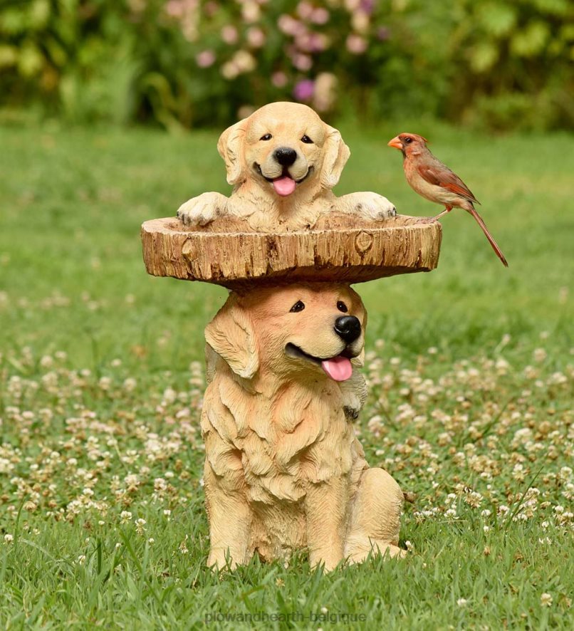 60H08290 Plow & Hearth bain d'oiseaux pour chiots ludiques cour et jardin