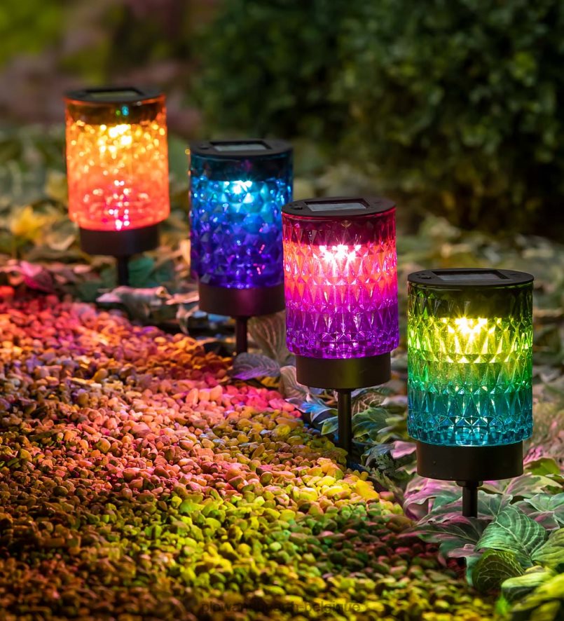 60H082157 Plow & Hearth lumières solaires colorées pour allée - vert cour et jardin