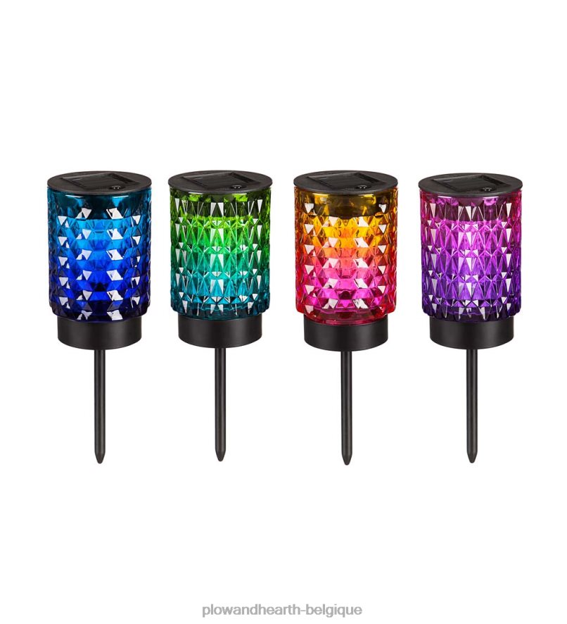 60H082157 Plow & Hearth lumières solaires colorées pour allée - vert cour et jardin