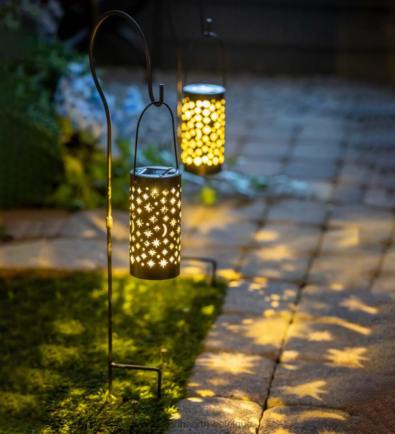 60H082462 Plow & Hearth Lumières de chemin à LED solaires célestes avec ombre, ensemble de 6 cour et jardin