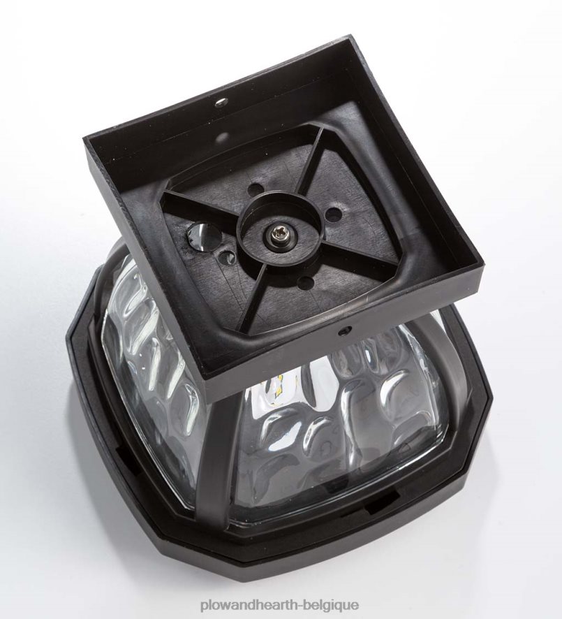 60H082474 Plow & Hearth Lampes solaires à capuchon de poteau en verre ondulé, ensemble de 2 - cuivre cour et jardin