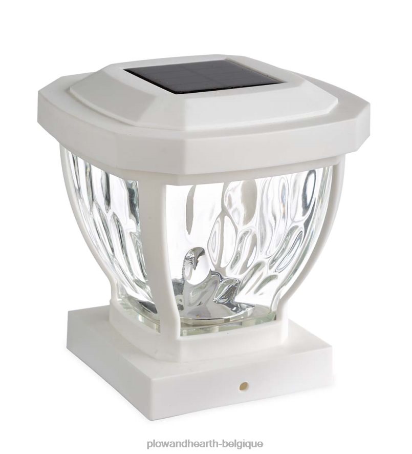 60H082474 Plow & Hearth Lampes solaires à capuchon de poteau en verre ondulé, ensemble de 2 - cuivre cour et jardin