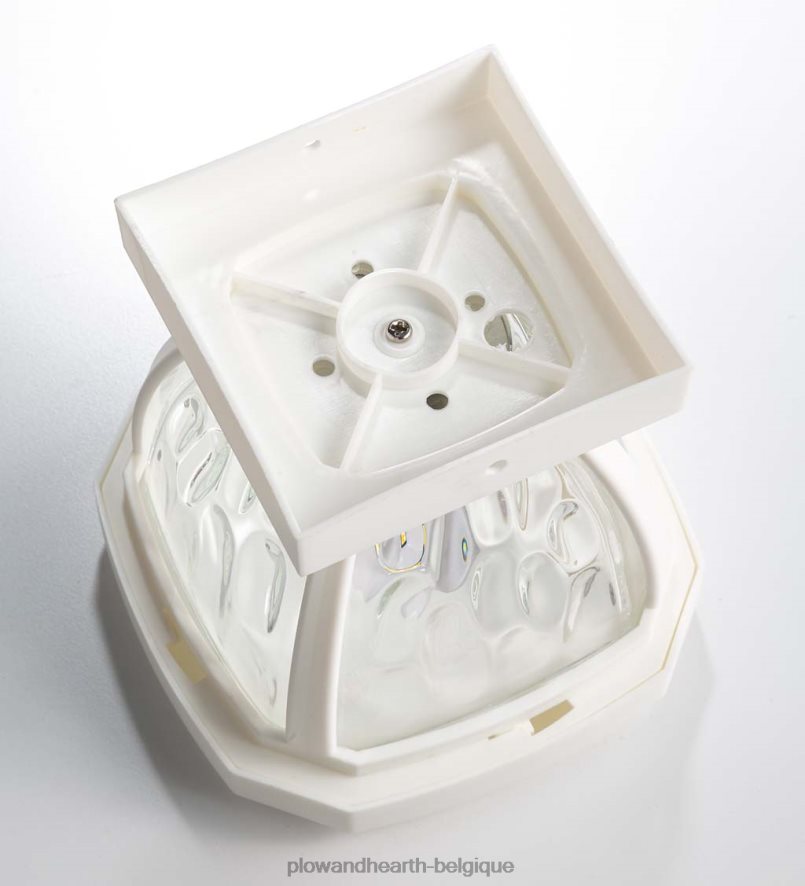 60H082474 Plow & Hearth Lampes solaires à capuchon de poteau en verre ondulé, ensemble de 2 - cuivre cour et jardin