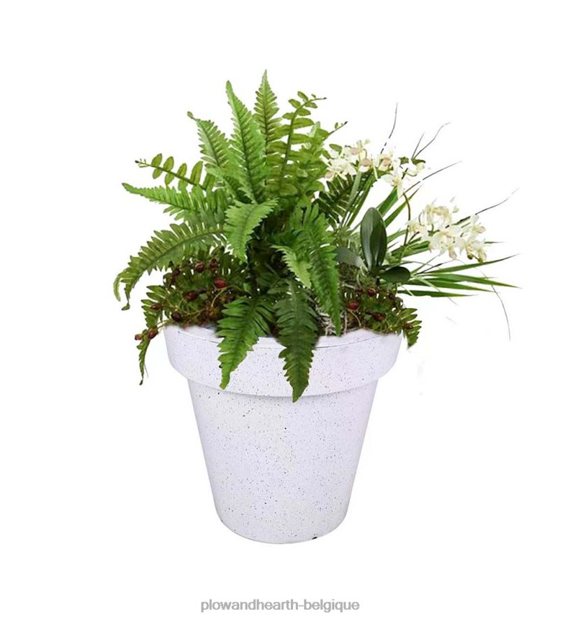 60H082483 Plow & Hearth jardinière extérieure en fibre de verre avec lampes solaires - terre cuite cour et jardin