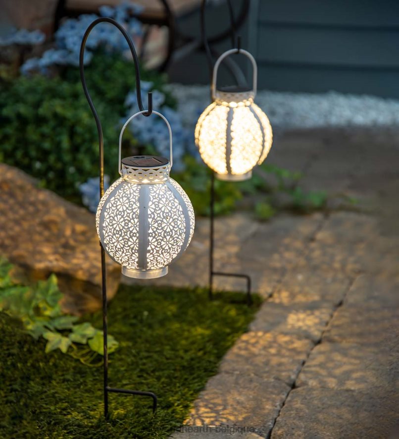 60H082484 Plow & Hearth mini lanternes solaires découpées, lot de 2 - bronze cour et jardin