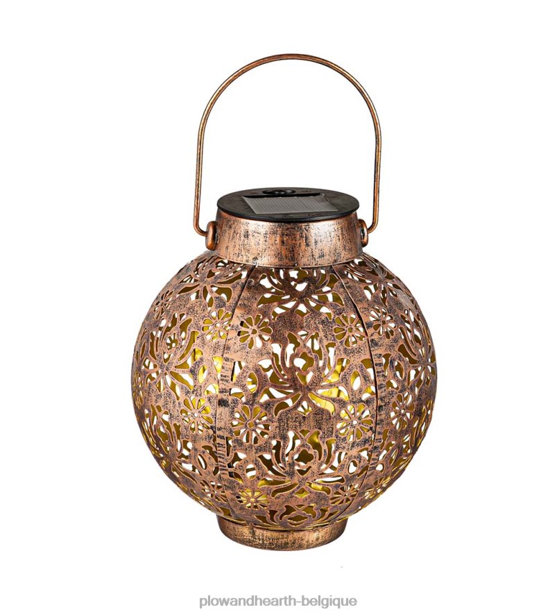 60H082484 Plow & Hearth mini lanternes solaires découpées, lot de 2 - bronze cour et jardin