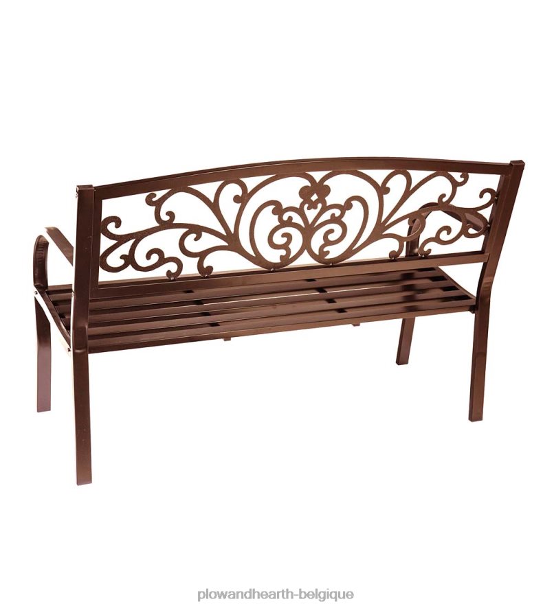 60H082488 Plow & Hearth banc en métal de jardin fleuri cour et jardin