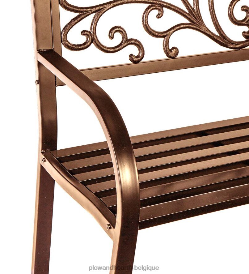 60H082488 Plow & Hearth banc en métal de jardin fleuri cour et jardin