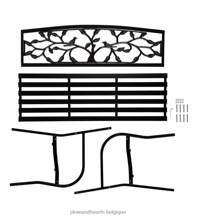 60H082490 Plow & Hearth banc de jardin en métal arbre de vie - noir cour et jardin