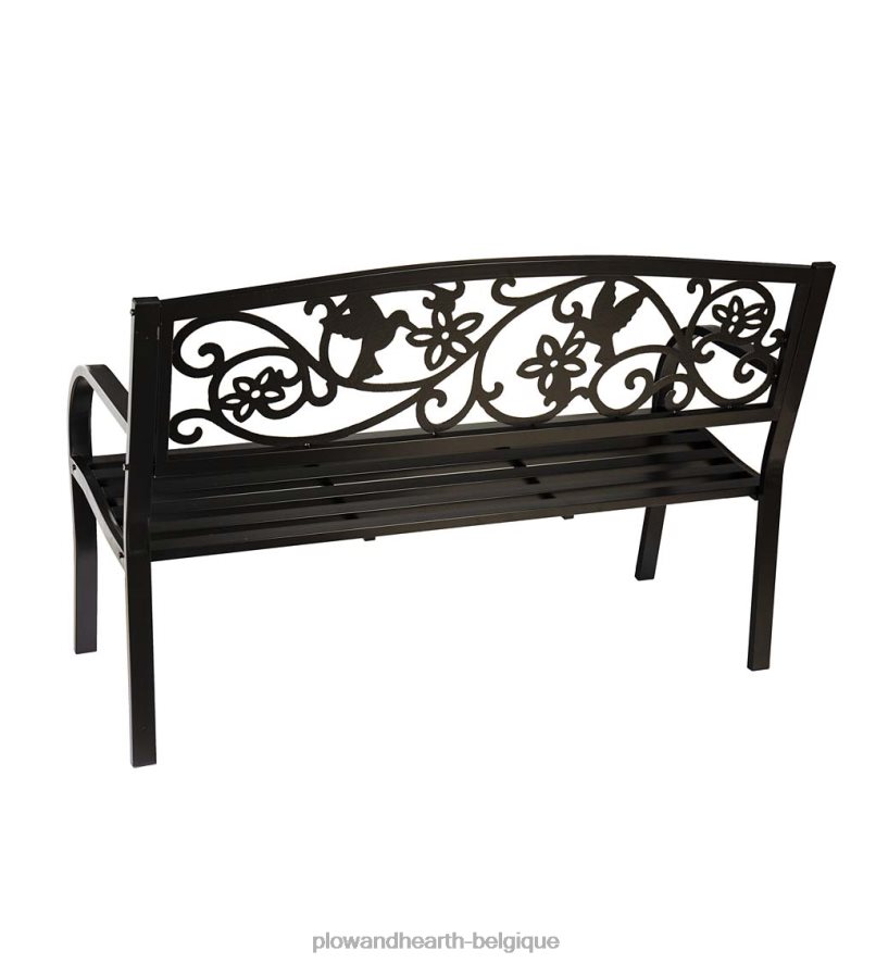 60H082493 Plow & Hearth banc de jardin en métal colibri - noir cour et jardin