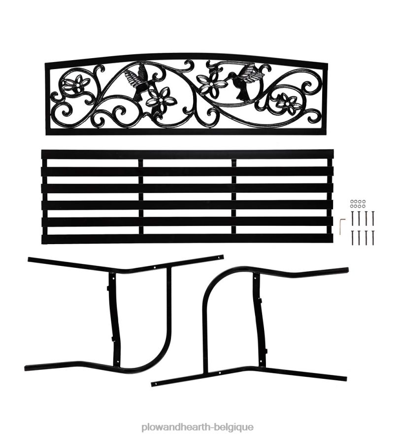 60H082493 Plow & Hearth banc de jardin en métal colibri - noir cour et jardin