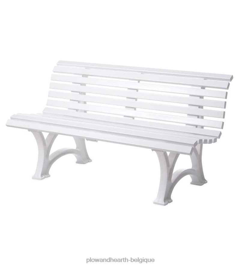 60H082498 Plow & Hearth banc de jardin ergonomique en pvc résistant aux intempéries - ton bois optique cour et jardin