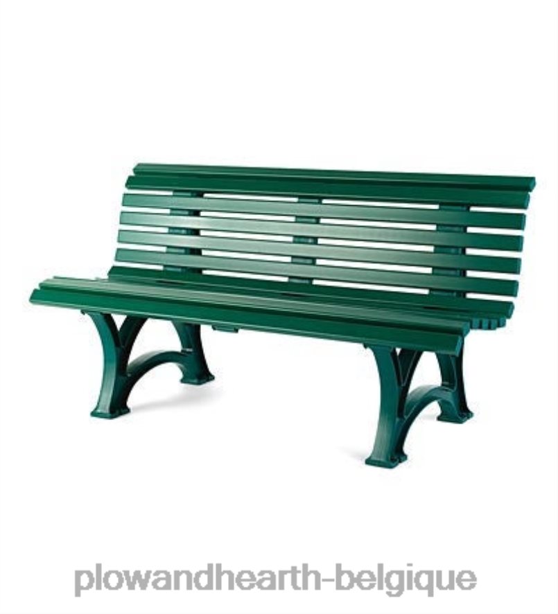 60H082498 Plow & Hearth banc de jardin ergonomique en pvc résistant aux intempéries - ton bois optique cour et jardin