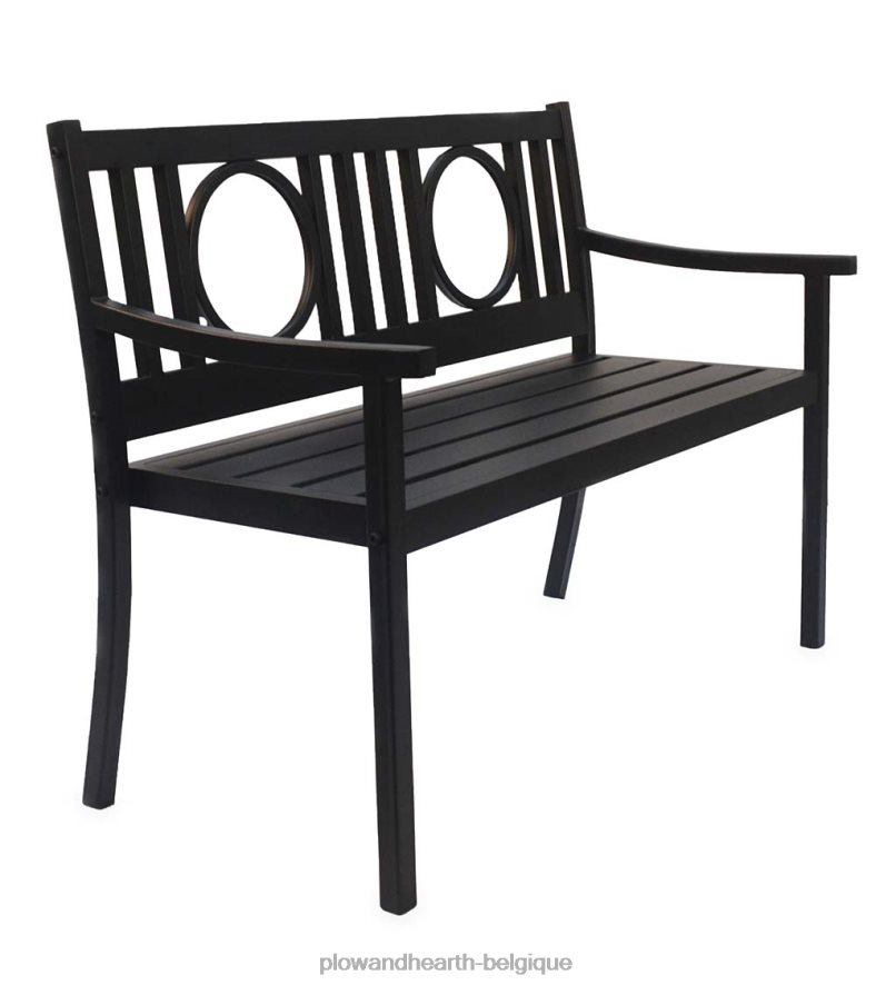 60H082502 Plow & Hearth banc de jardin en acier grayson - noir cour et jardin