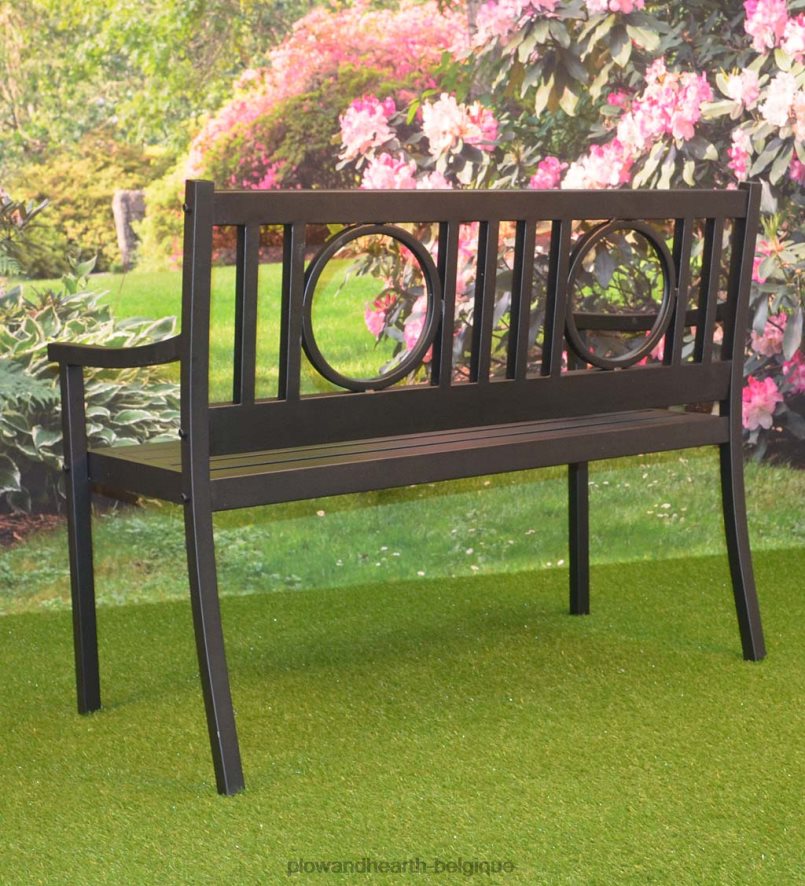 60H082502 Plow & Hearth banc de jardin en acier grayson - noir cour et jardin