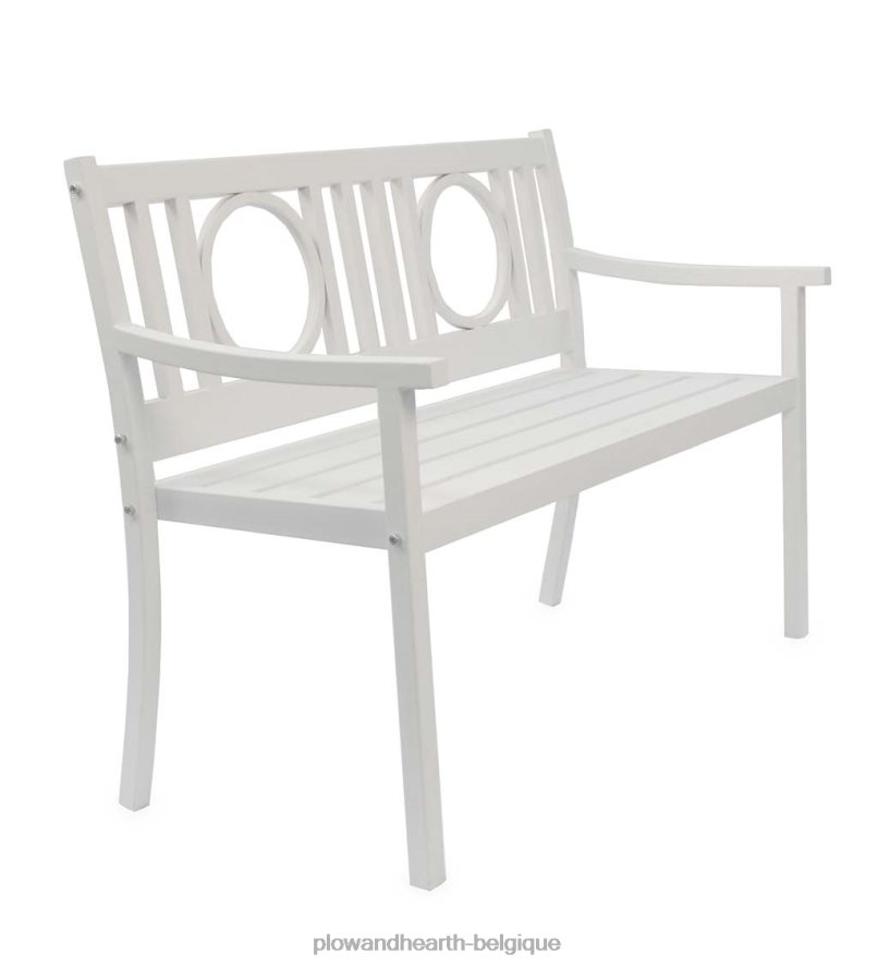 60H082502 Plow & Hearth banc de jardin en acier grayson - noir cour et jardin