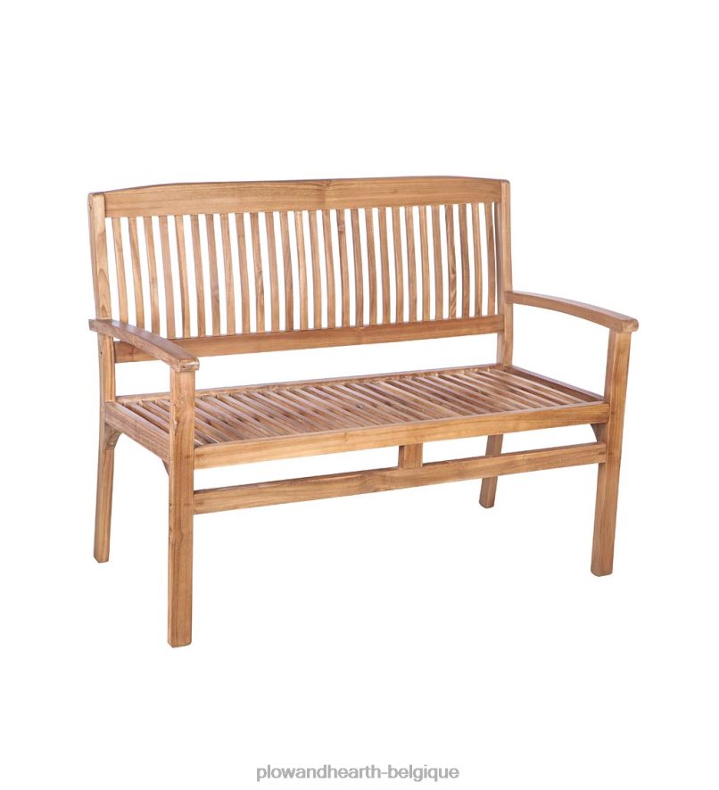 60H082503 Plow & Hearth banc en teck avec accoudoirs cour et jardin