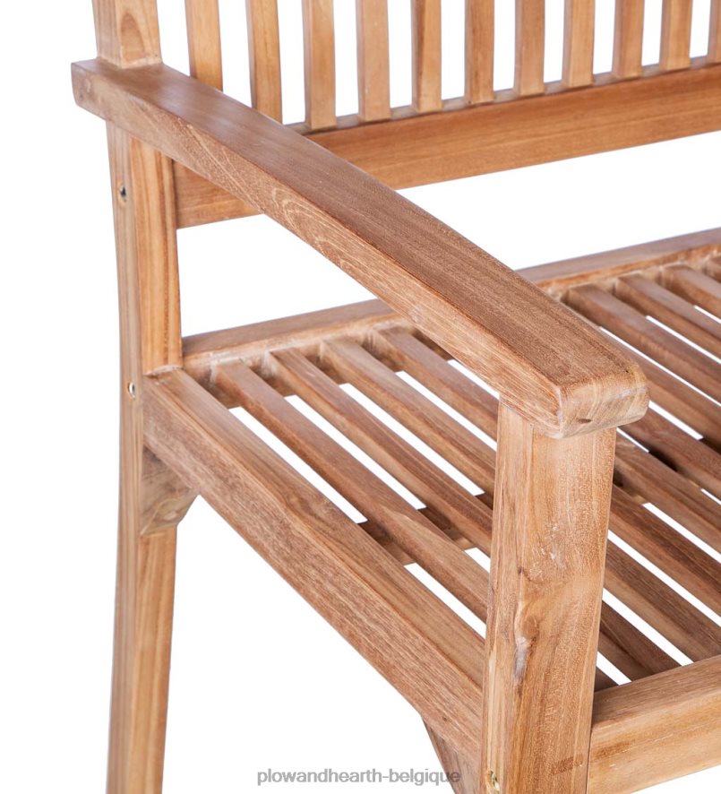 60H082503 Plow & Hearth banc en teck avec accoudoirs cour et jardin