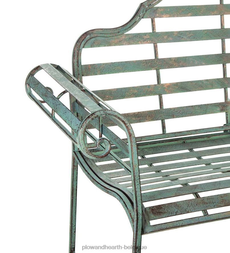 60H082504 Plow & Hearth banc en métal de style chippendale cour et jardin