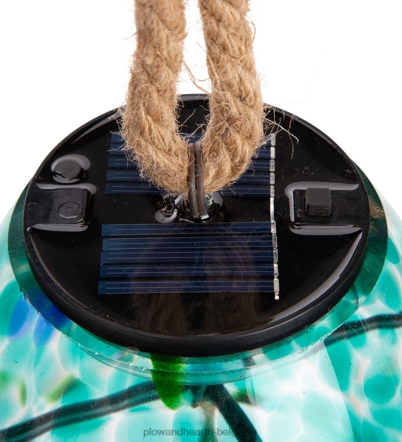 60H082449 Plow & Hearth Carillon de cloche en verre d'art solaire - bleu cour et jardin