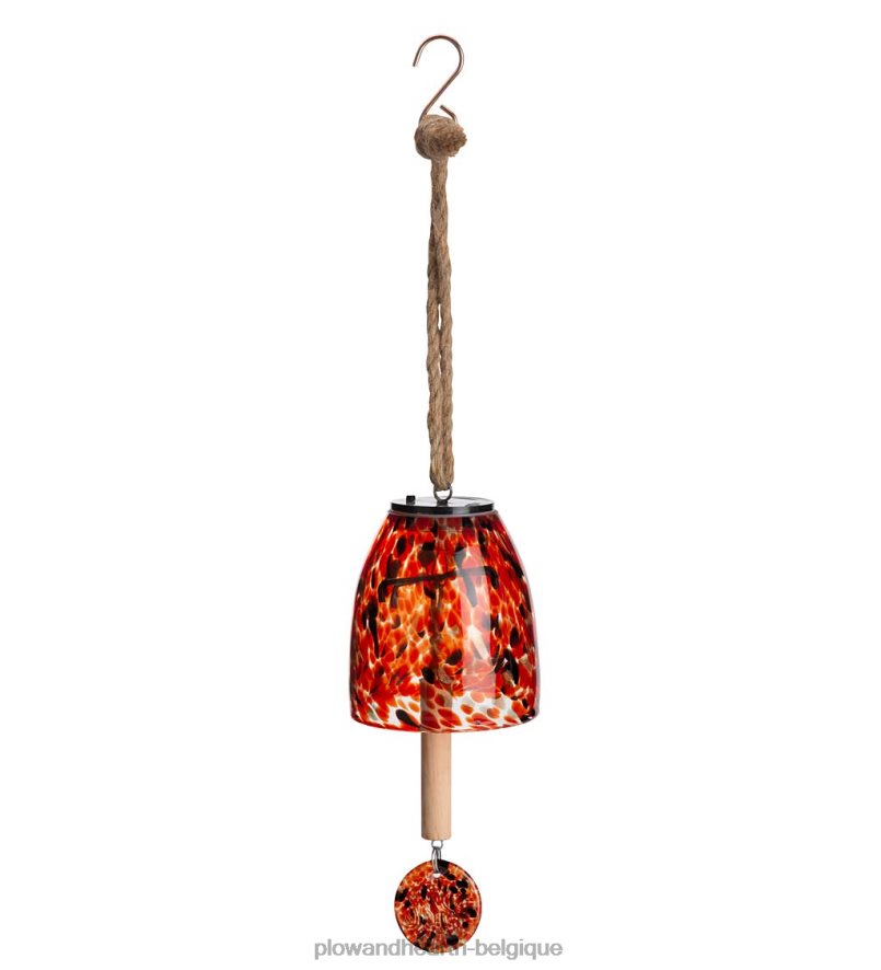 60H082449 Plow & Hearth Carillon de cloche en verre d'art solaire - bleu cour et jardin
