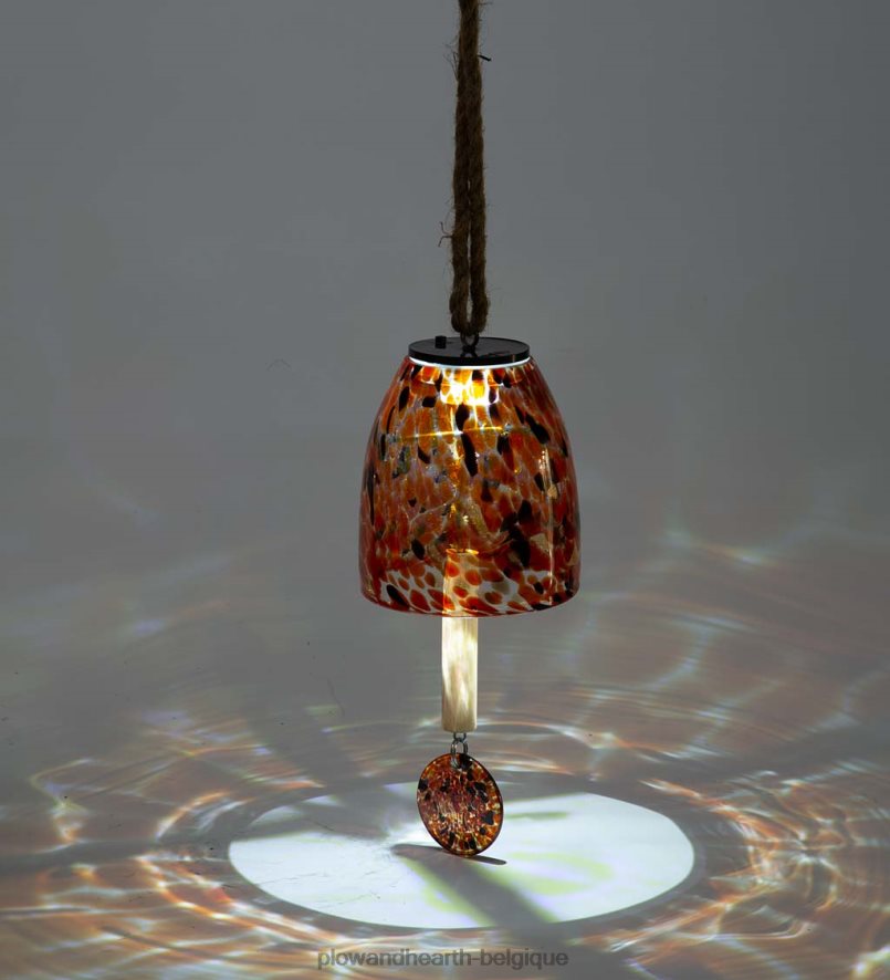 60H082449 Plow & Hearth Carillon de cloche en verre d'art solaire - bleu cour et jardin