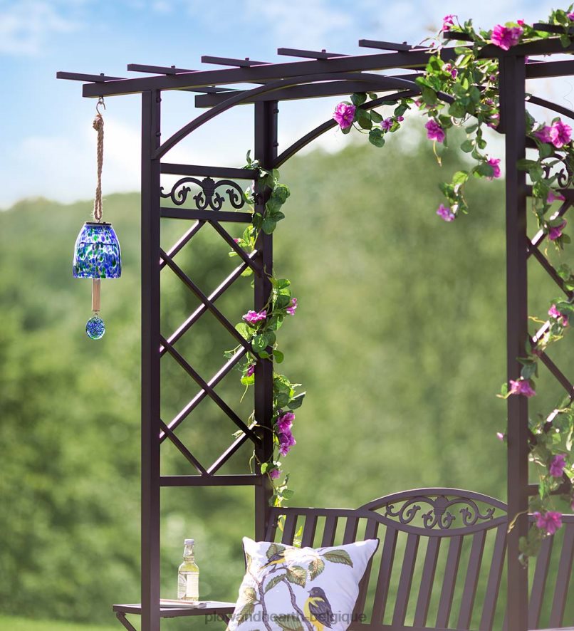 60H082449 Plow & Hearth Carillon de cloche en verre d'art solaire - bleu cour et jardin