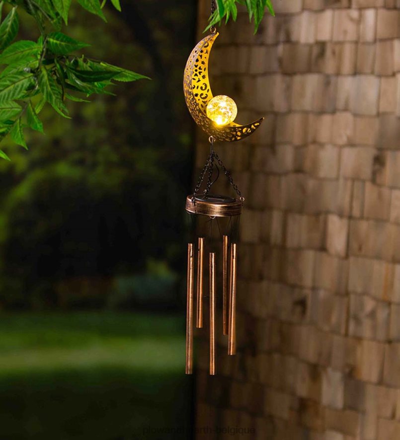 60H082450 Plow & Hearth Carillon solaire céleste avec globe en verre craquelé - Soleil cour et jardin