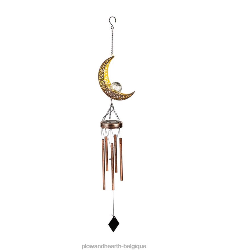 60H082450 Plow & Hearth Carillon solaire céleste avec globe en verre craquelé - Soleil cour et jardin