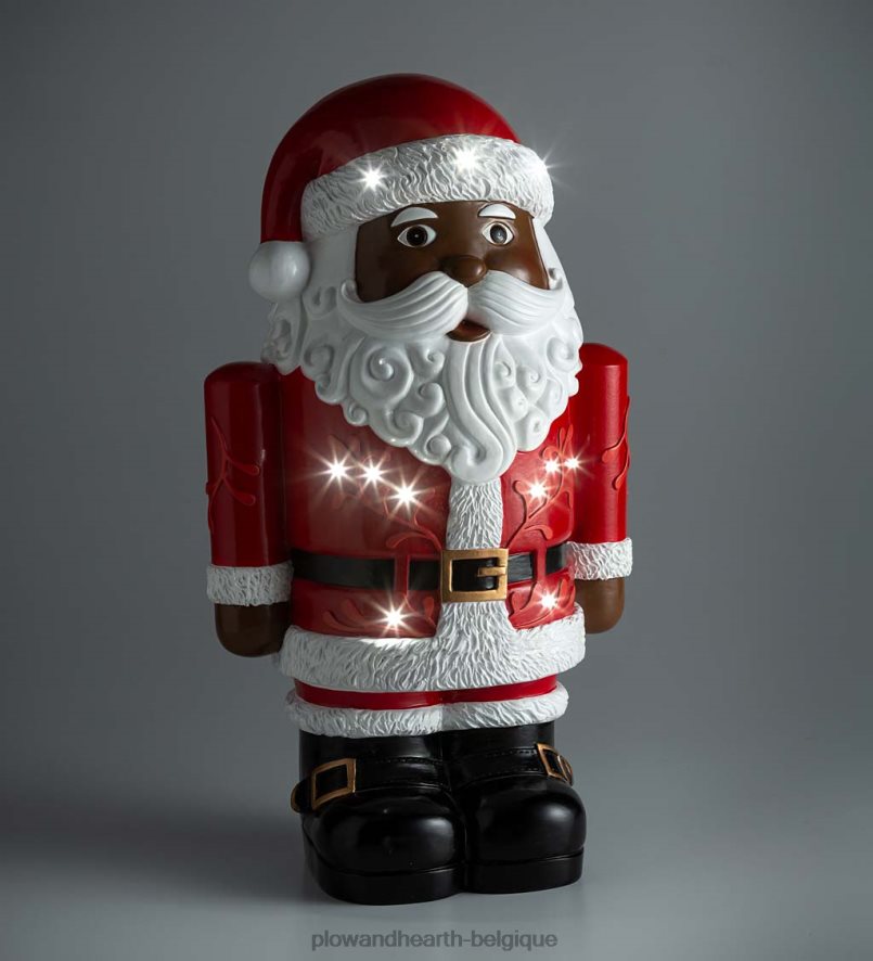 60H08217 Plow & Hearth Statue courte du Père Noël éclairée intérieur/extérieur - noir cour et jardin