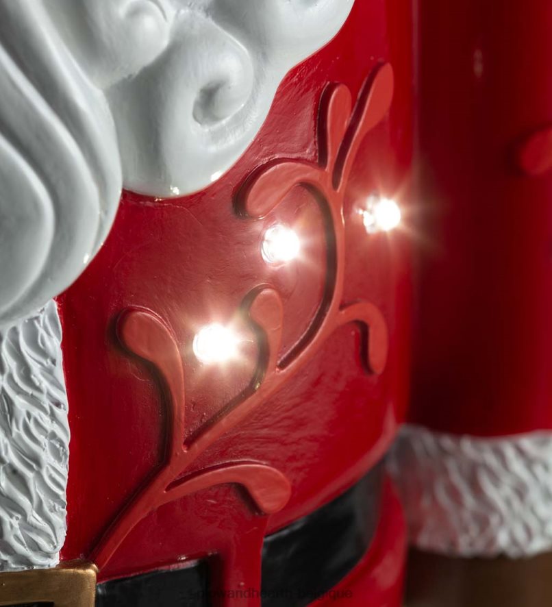 60H08217 Plow & Hearth Statue courte du Père Noël éclairée intérieur/extérieur - noir cour et jardin