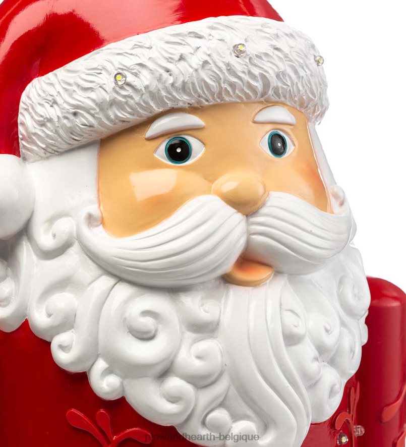 60H08217 Plow & Hearth Statue courte du Père Noël éclairée intérieur/extérieur - noir cour et jardin