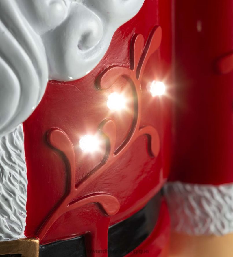 60H08217 Plow & Hearth Statue courte du Père Noël éclairée intérieur/extérieur - noir cour et jardin