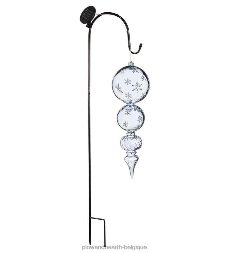 60H08236 Plow & Hearth Piquet de jardin à fleuron argenté incassable solaire cour et jardin