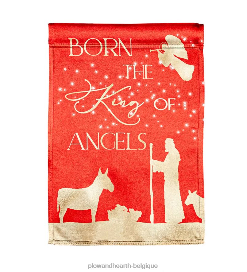 60H08237 Plow & Hearth drapeau de jardin lustre de nuit de Noël rouge et or cour et jardin