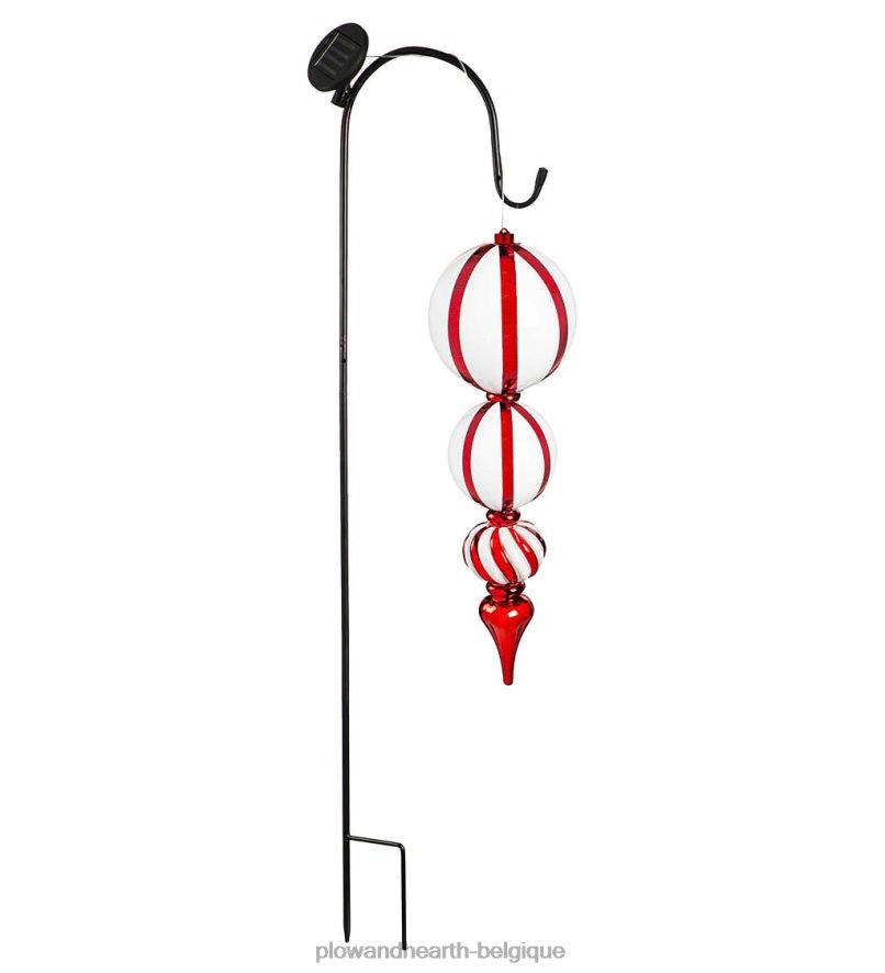 60H08240 Plow & Hearth Piquet de jardin à fleuron à tourbillon rouge incassable solaire cour et jardin