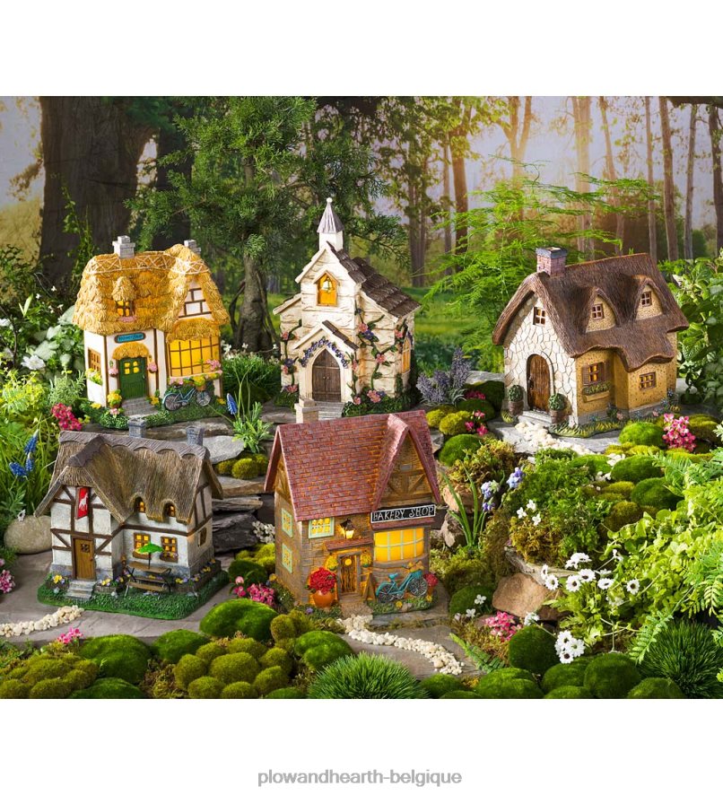 60H08247 Plow & Hearth église solaire de jardin de fées miniature cour et jardin