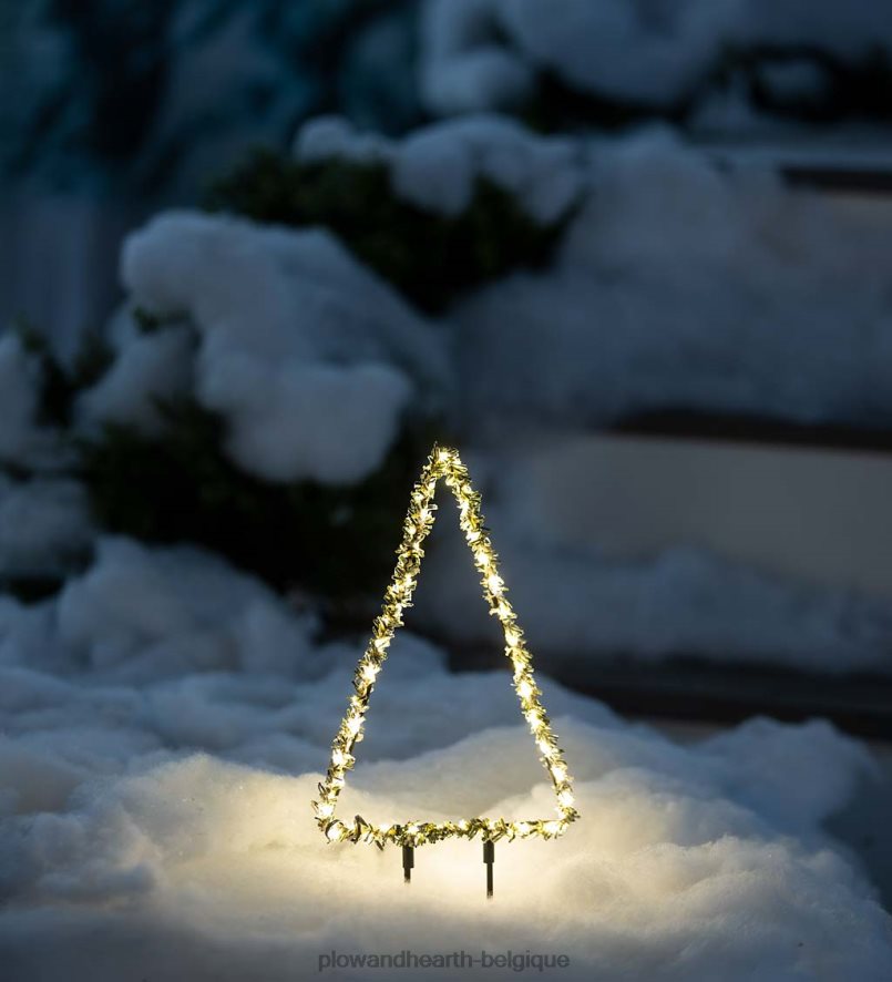 60H08257 Plow & Hearth Mini arbre de Noël vert givré éclairé intérieur/extérieur cour et jardin