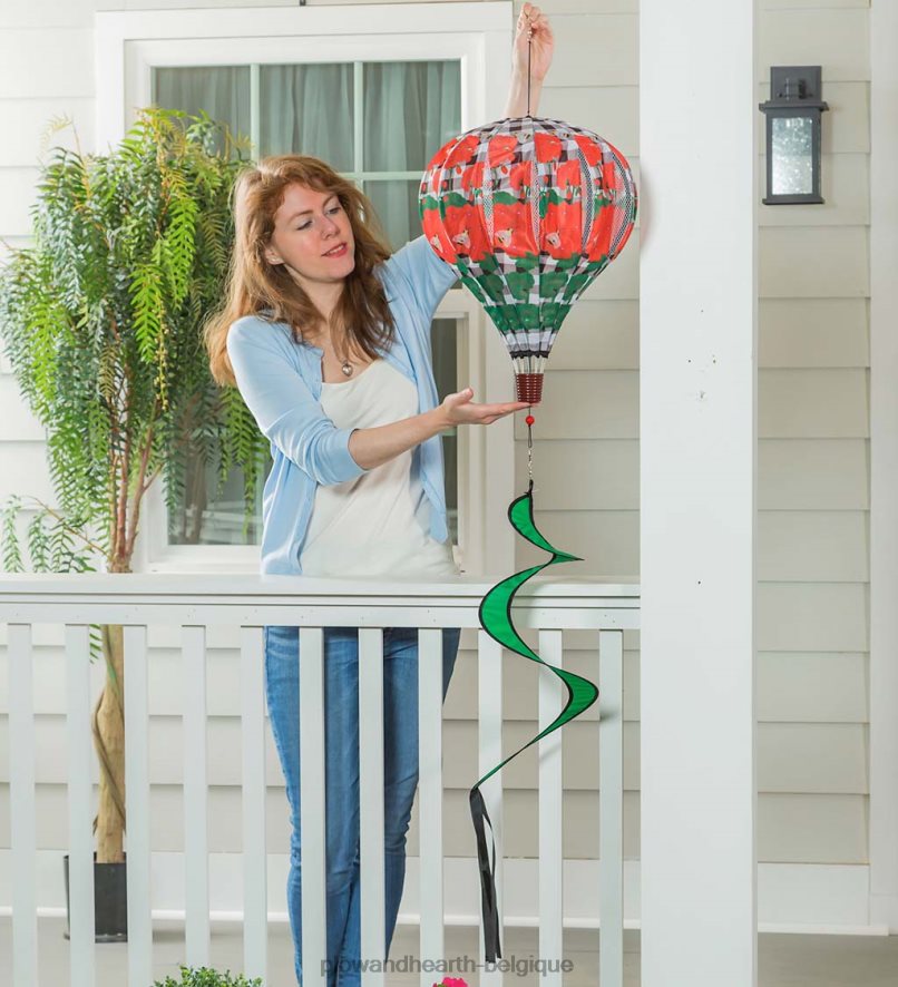 60H082152 Plow & Hearth toupie à vent ballon pliable avec queue en spirale - plaid citron cour et jardin