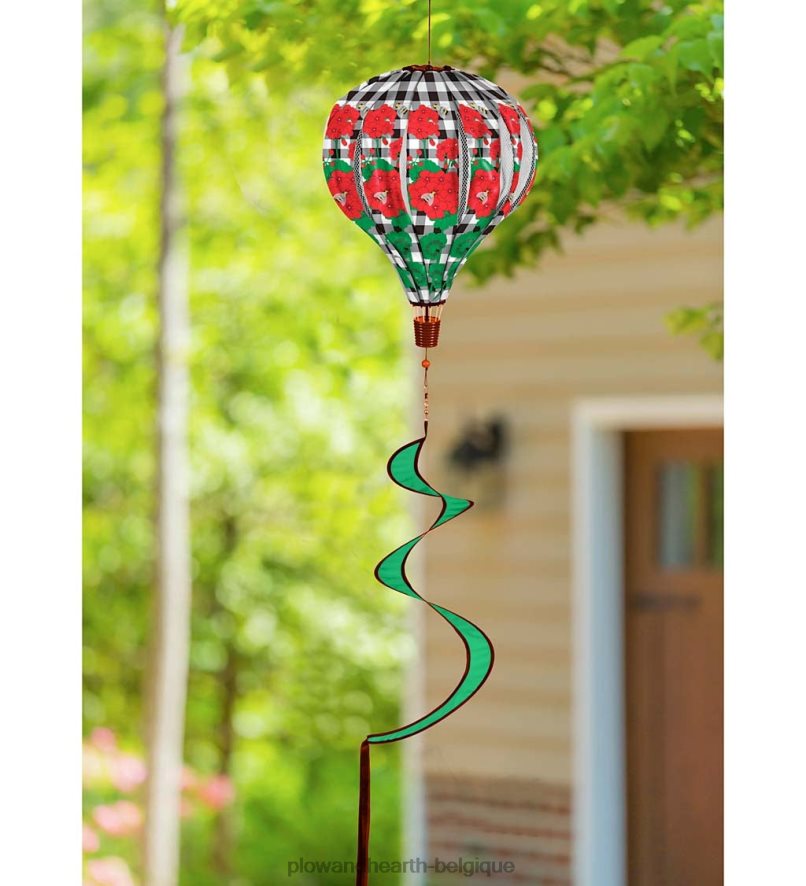 60H082152 Plow & Hearth toupie à vent ballon pliable avec queue en spirale - plaid citron cour et jardin