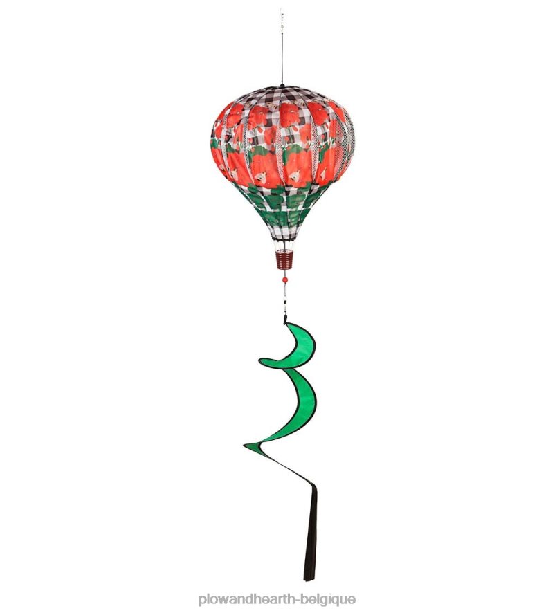 60H082152 Plow & Hearth toupie à vent ballon pliable avec queue en spirale - plaid citron cour et jardin