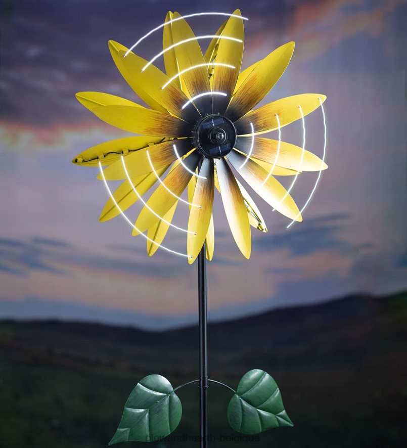 60H082184 Plow & Hearth éolienne solaire tournesol cour et jardin