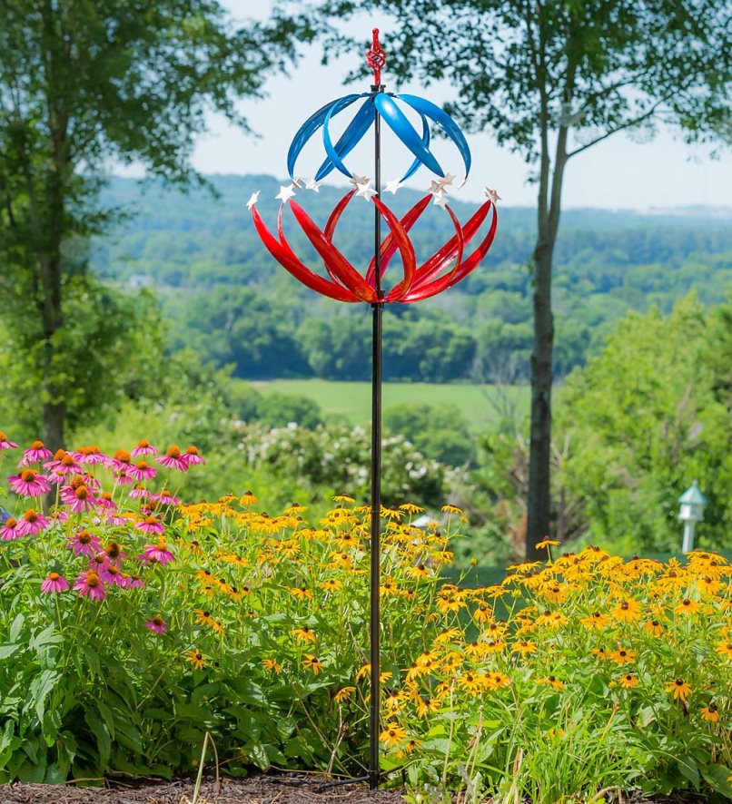 60H082372 Plow & Hearth Moulin à vent étoiles patriotiques cour et jardin