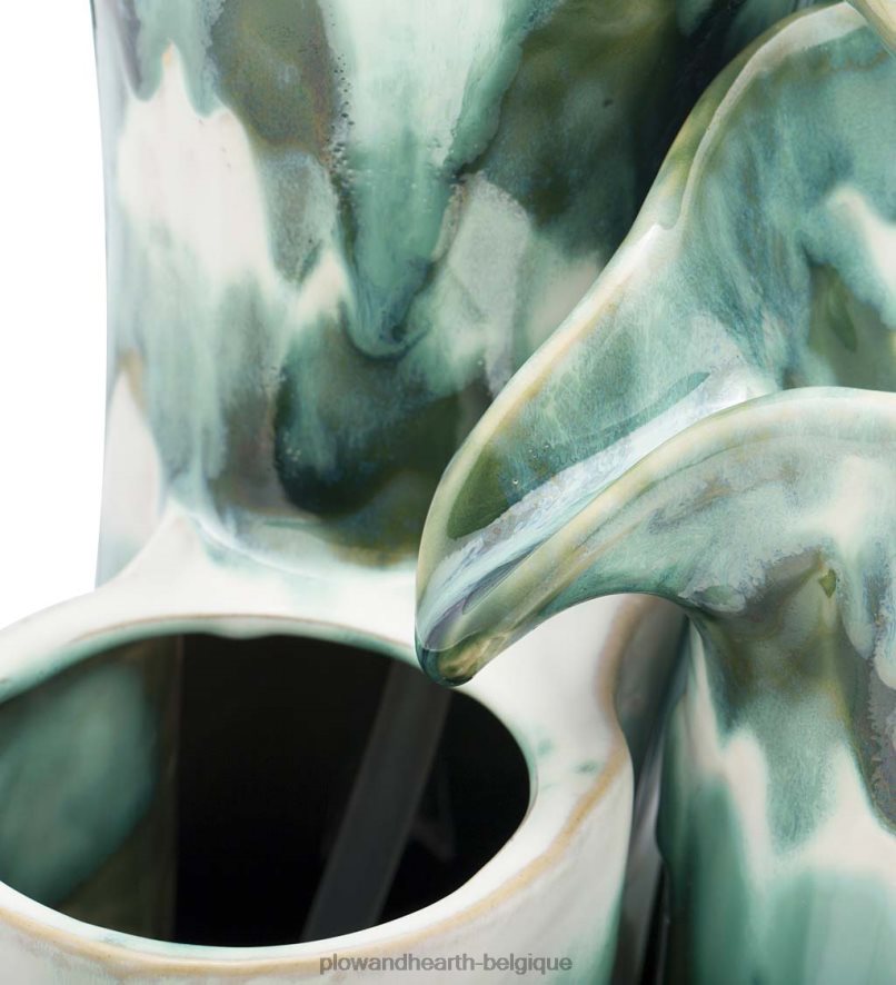 60H082535 Plow & Hearth fontaine à eau en céramique globe vert cour et jardin