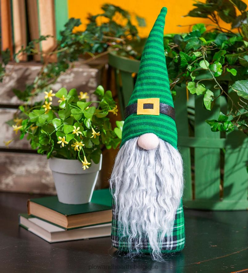 60H082516 Plow & Hearth peluche st. gnome de la Saint-Patrick cour et jardin