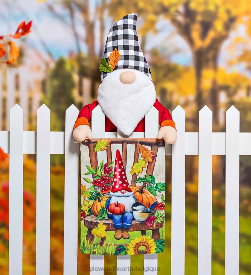 60H082519 Plow & Hearth gnomes et amis drapeau de jardin en daim cour et jardin