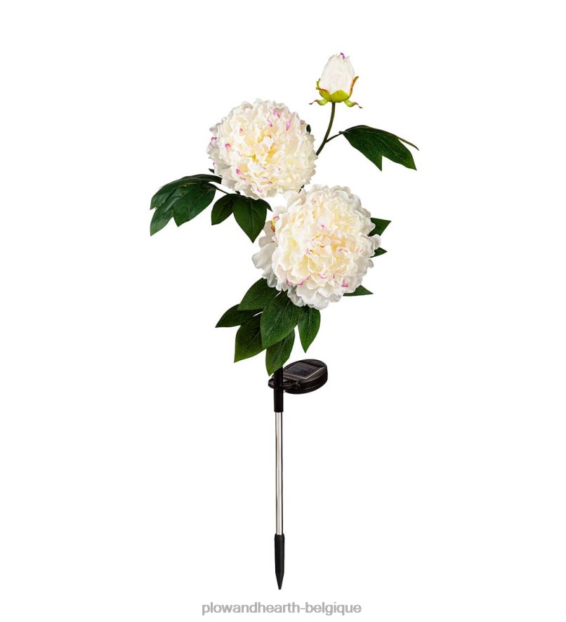 60H082171 Plow & Hearth piquet de jardin solaire pivoine blanche cour et jardin